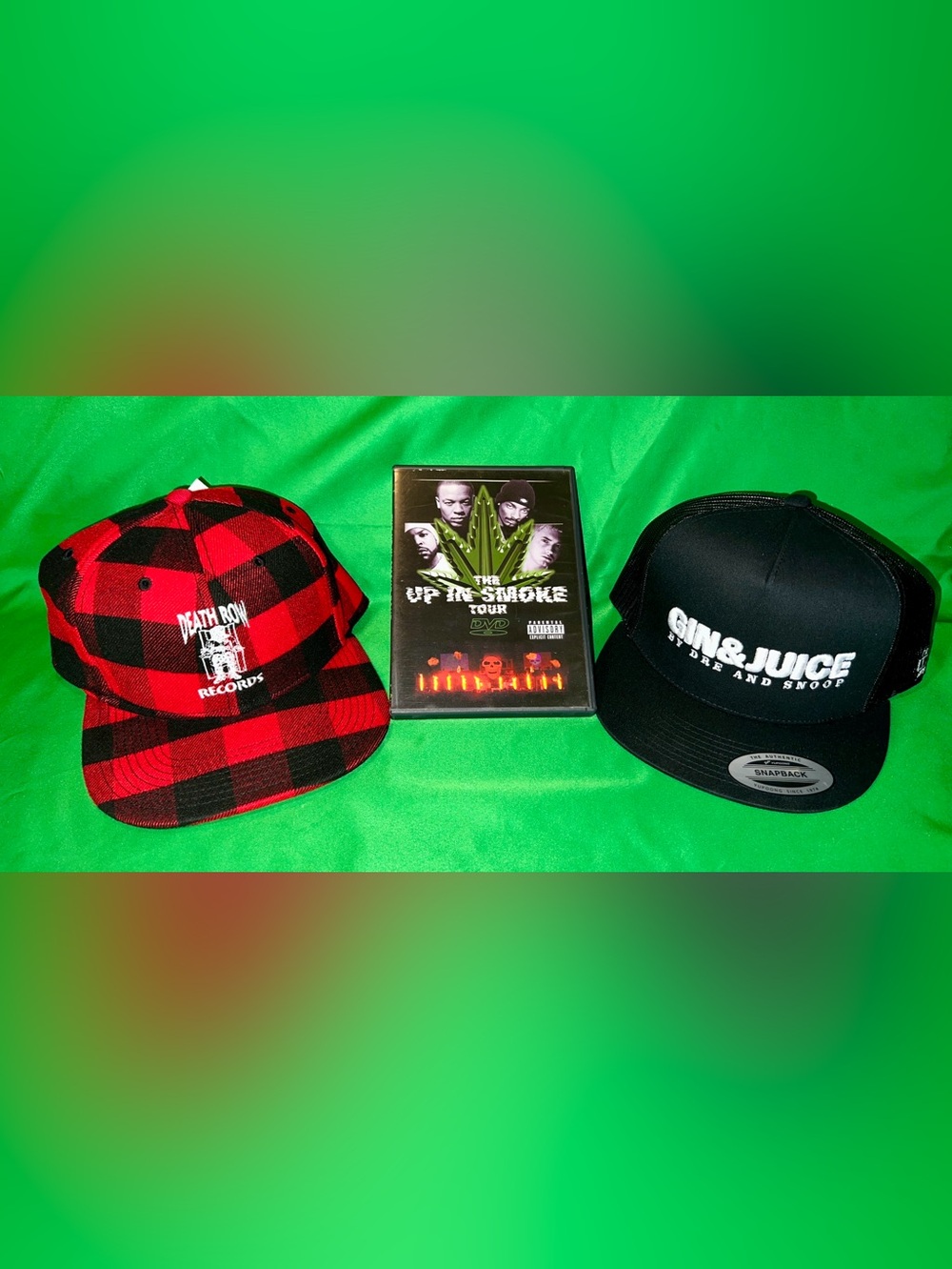 Red & Black Plaid Death Row Records Snapback Hat